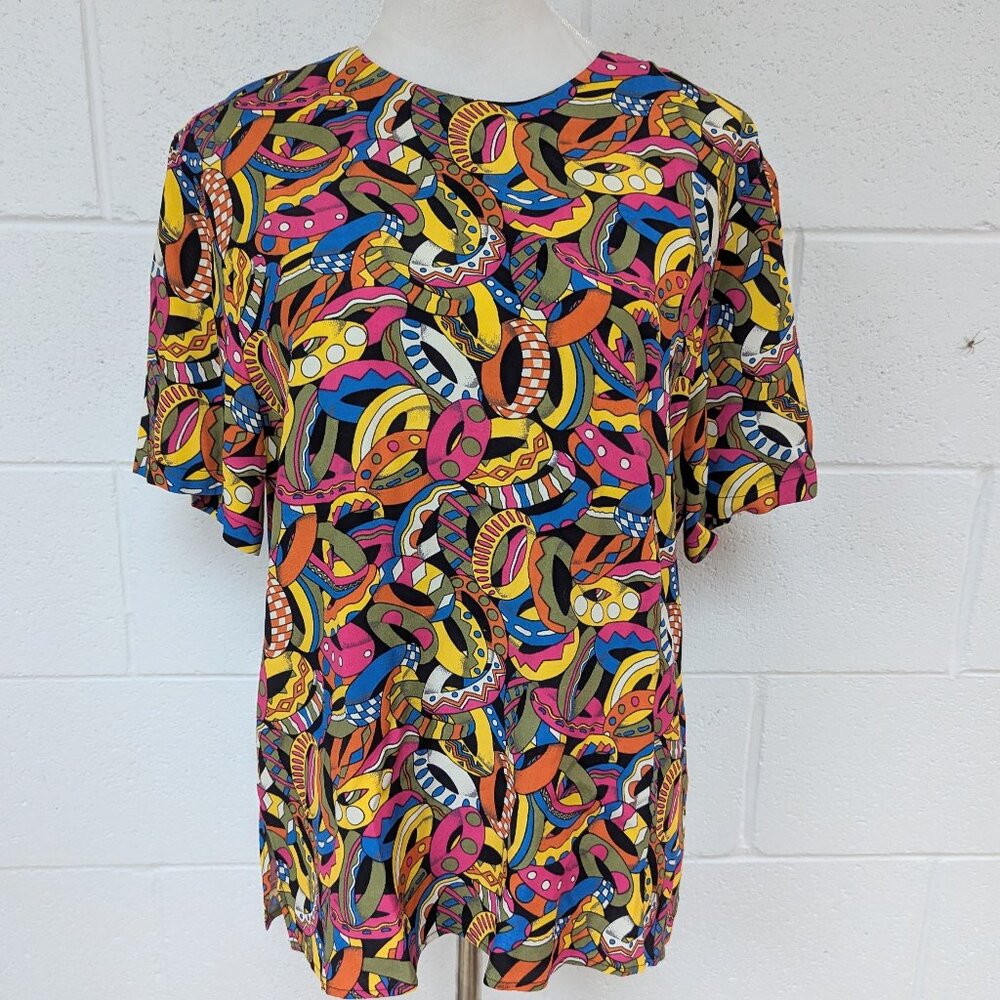 Vintage JH Collectibles 100% Rayon Ring Blouse, 10